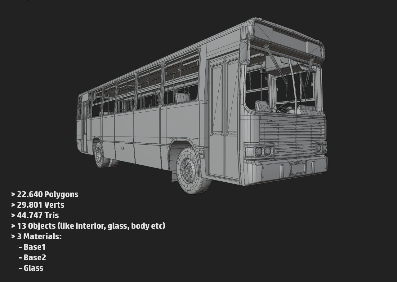 Urban Bus Low-poly 3D model_22
