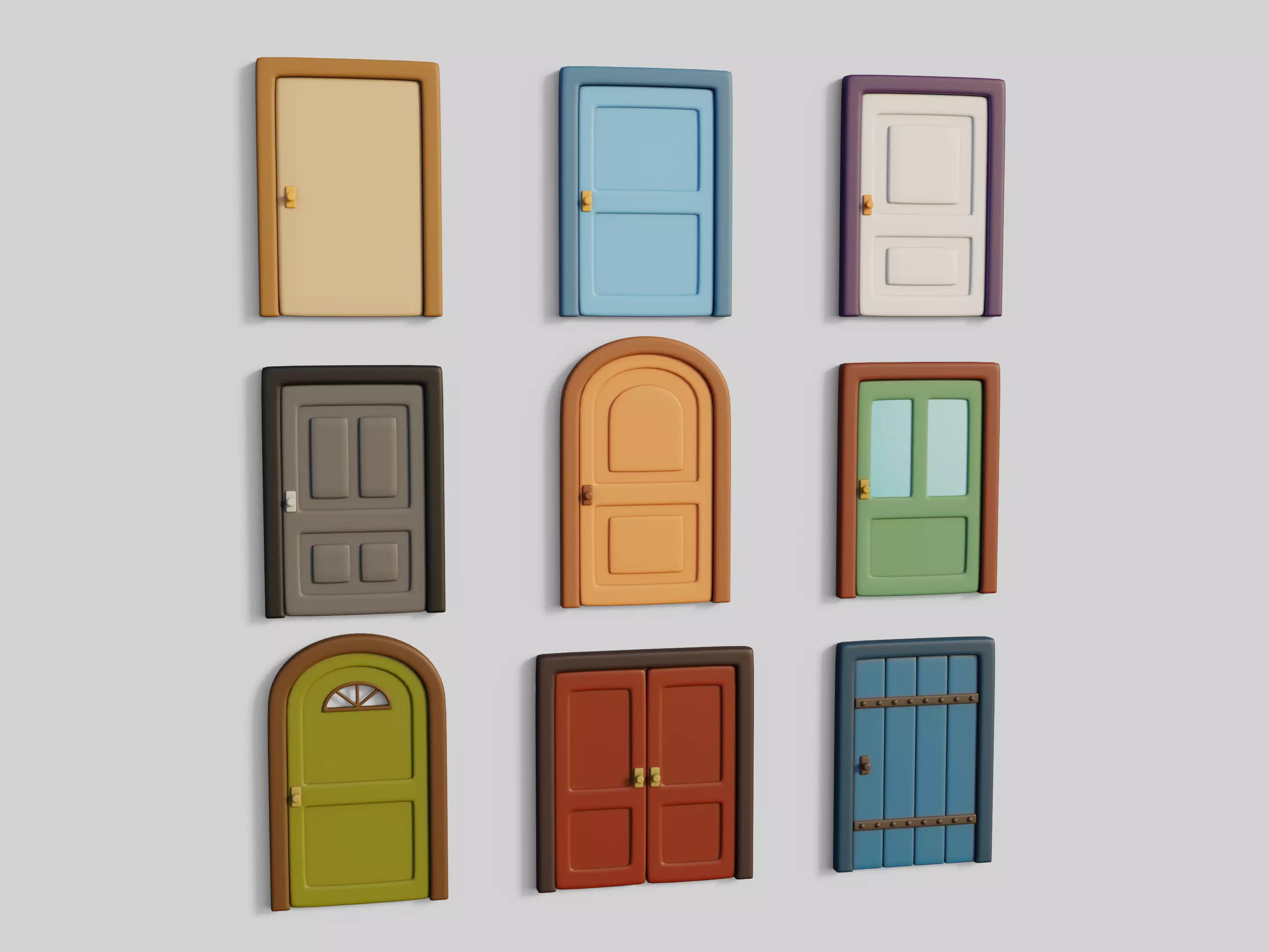 Cartoon Doors Collection 1 Low-poly 3D model_0