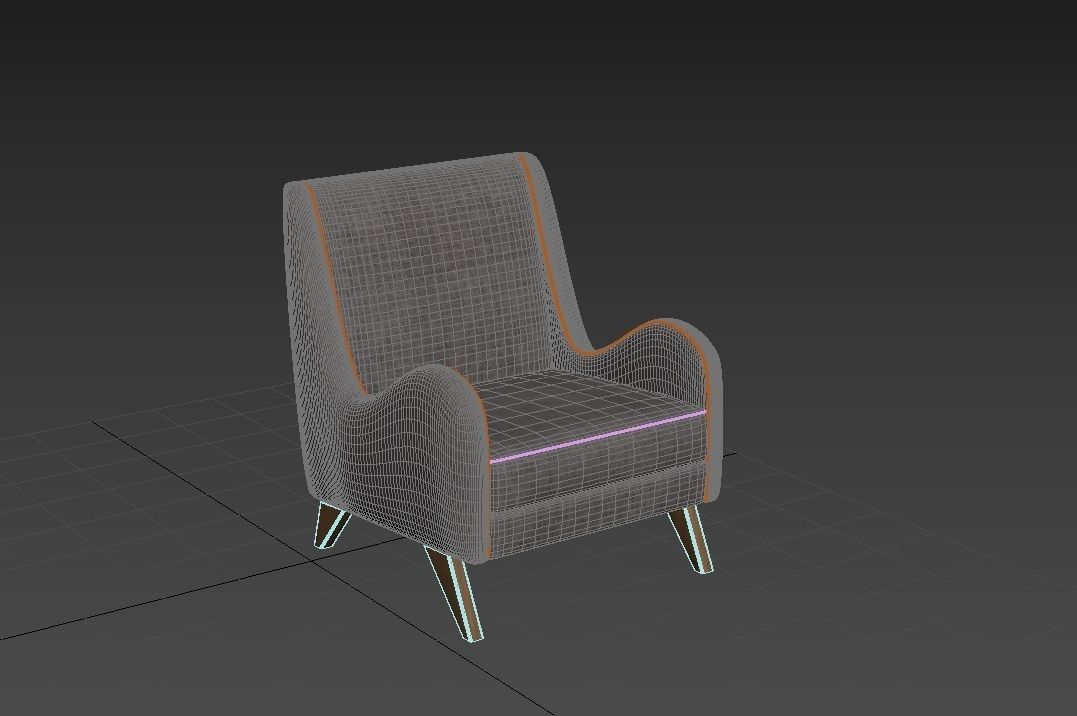 Tusk Occasional Chair with Armrest replicated Free low-poly 3D model_4