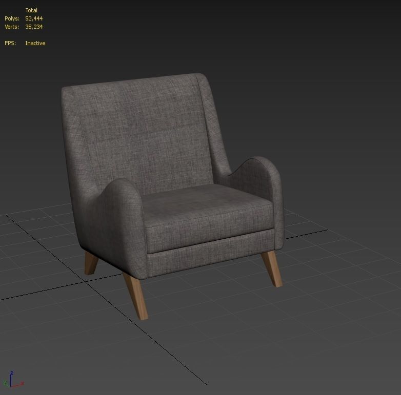Tusk Occasional Chair with Armrest replicated Free low-poly 3D model_3