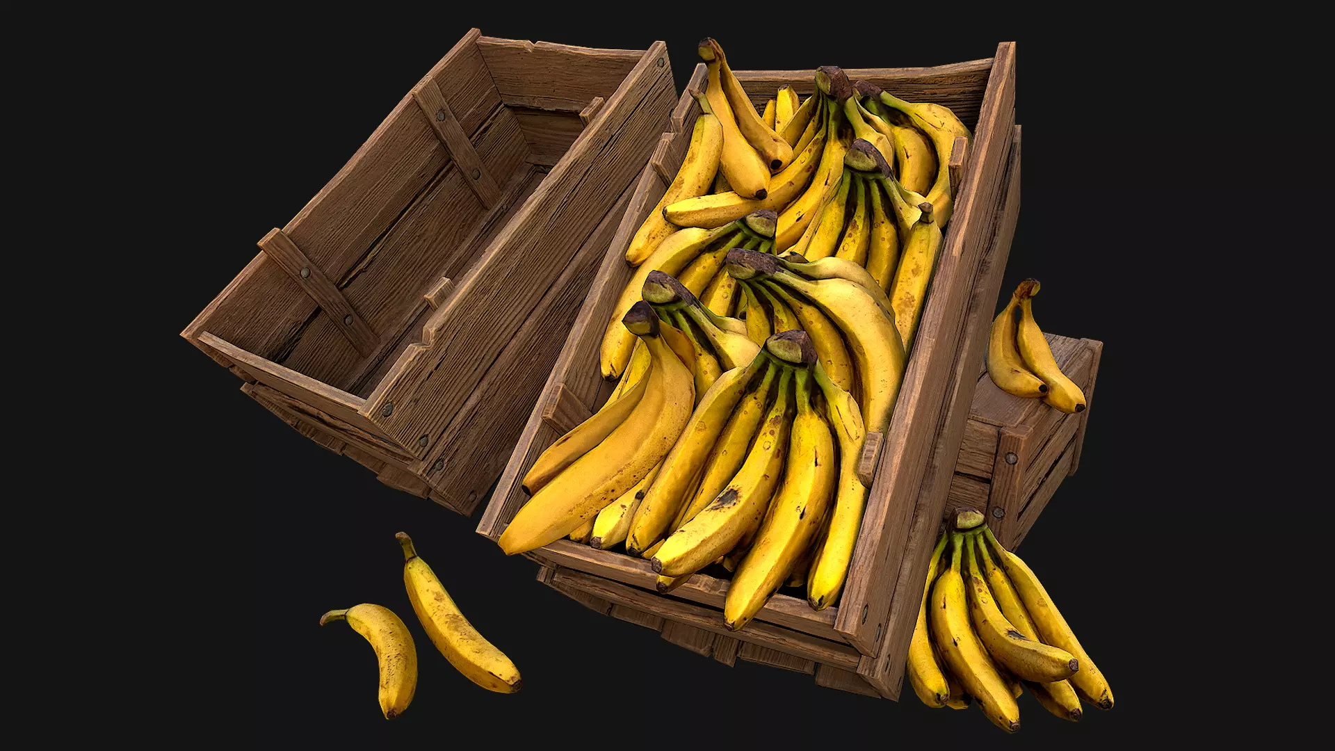 Crate Bananas Box Stand Low-poly 3D model