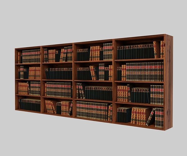 Bookshelf Bookcase Library Low-poly 3D model