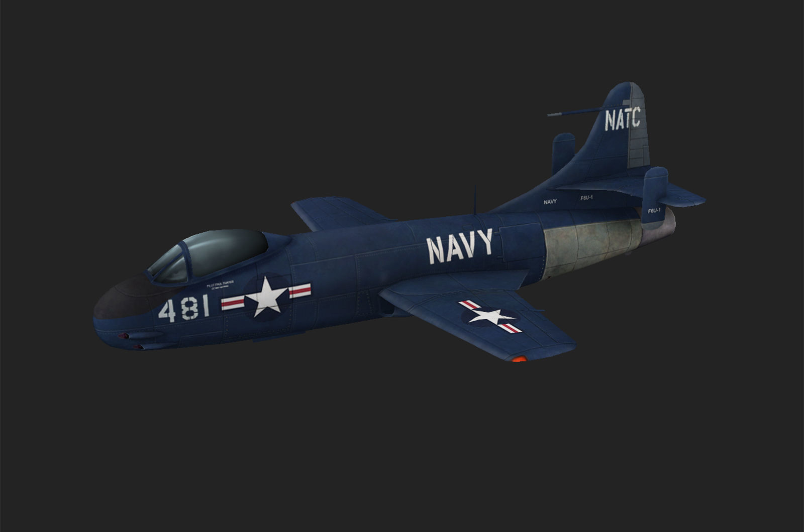Vought F6U Pirate jet fighter Hand painted game model Low-poly 3D model_8