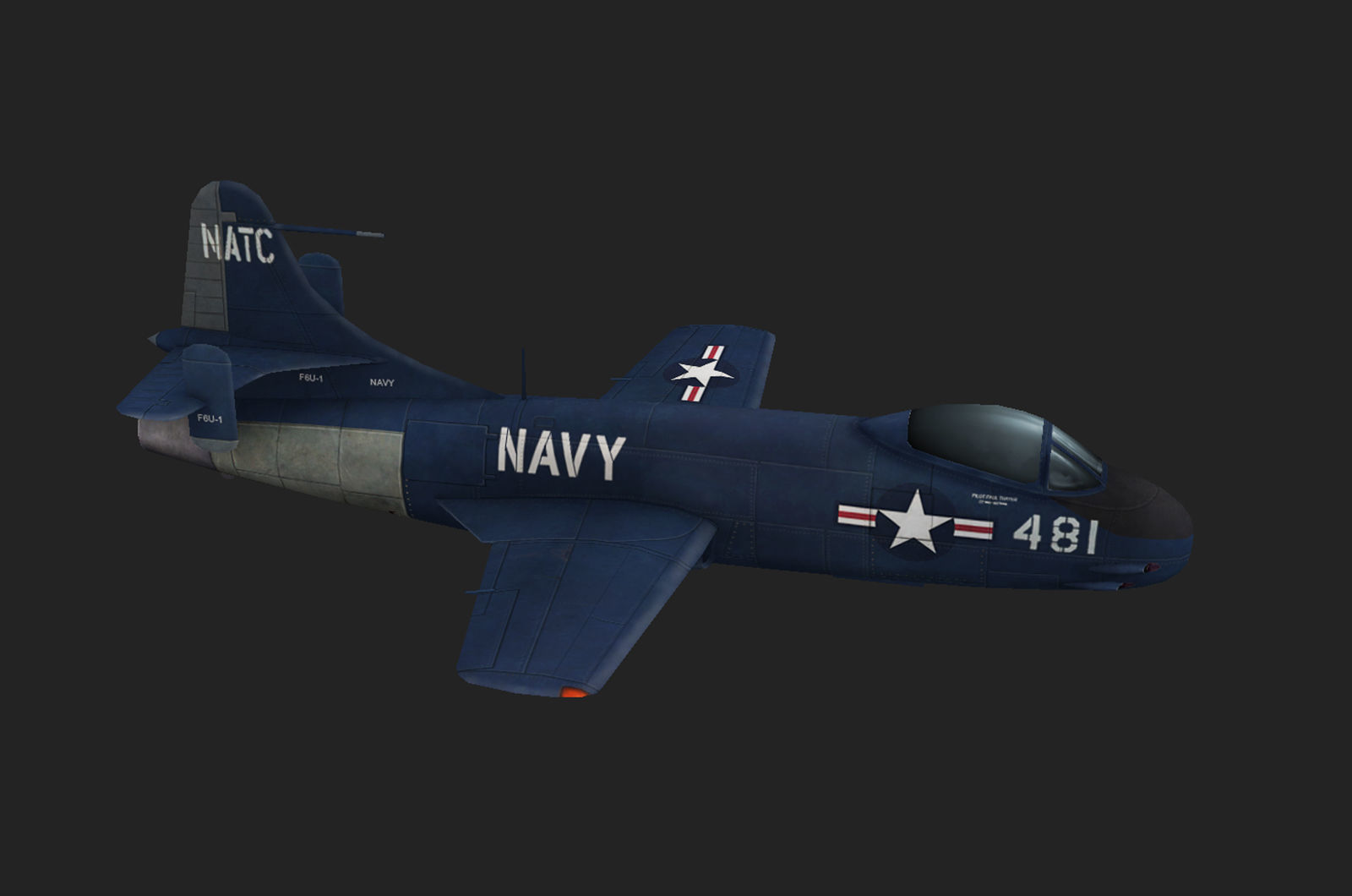 Vought F6U Pirate jet fighter Hand painted game model Low-poly 3D model_12