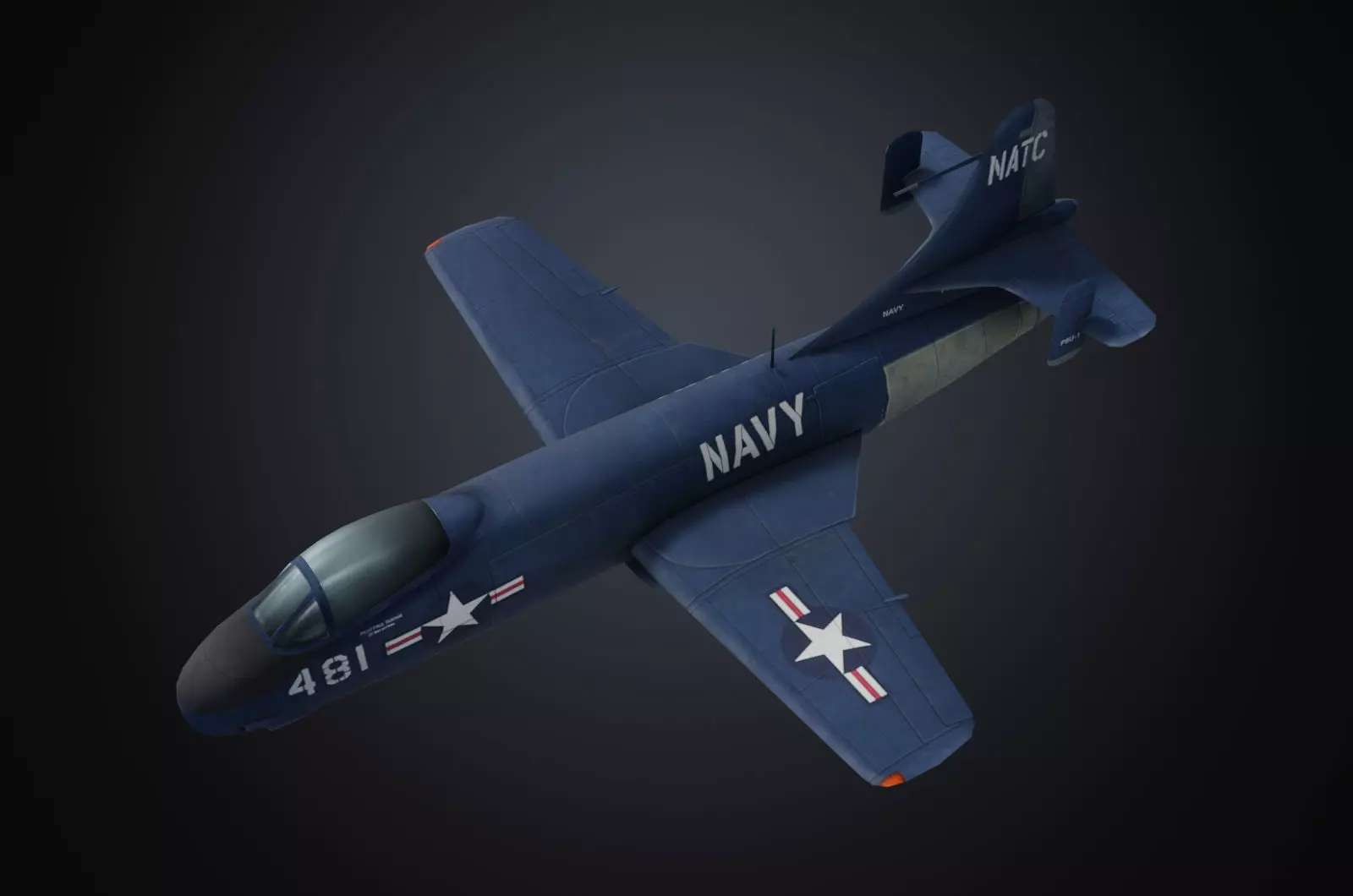 Vought F6U Pirate jet fighter Hand painted game model Low-poly 3D model_0