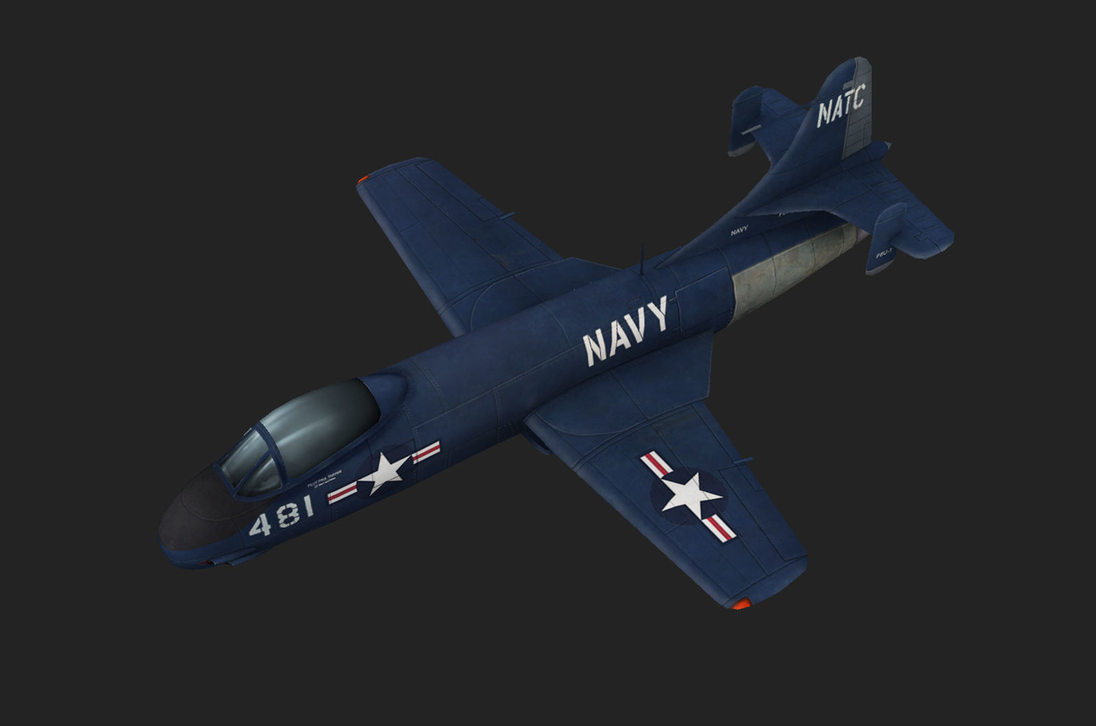 Vought F6U Pirate jet fighter Hand painted game model Low-poly 3D model_9