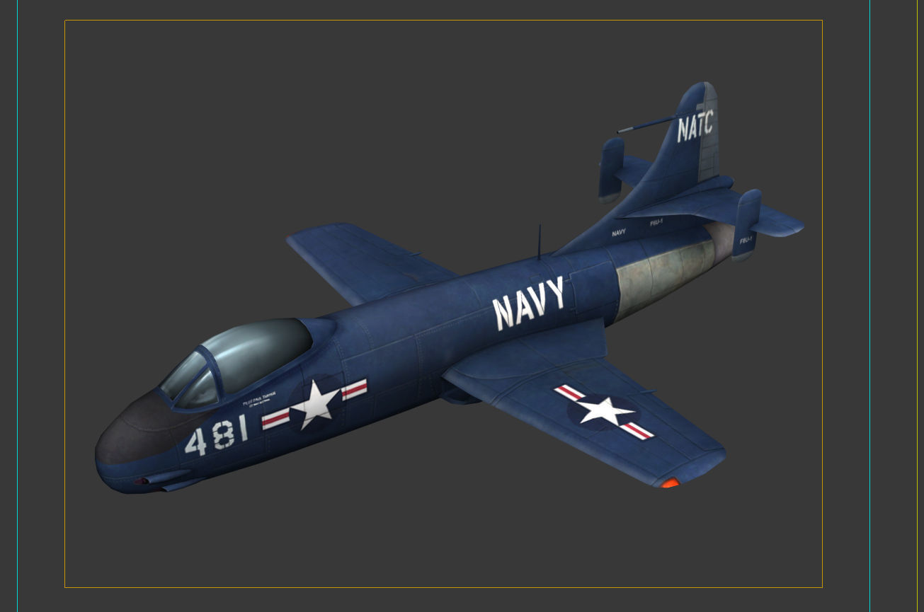 Vought F6U Pirate jet fighter Hand painted game model Low-poly 3D model_5