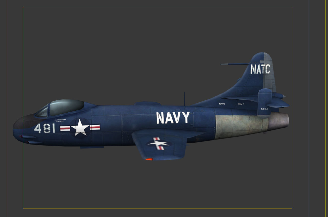 Vought F6U Pirate jet fighter Hand painted game model Low-poly 3D model_6