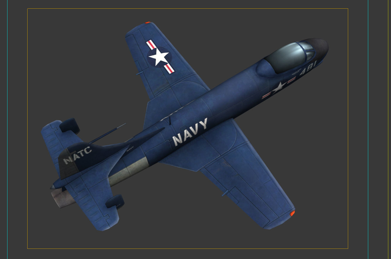 Vought F6U Pirate jet fighter Hand painted game model Low-poly 3D model_7