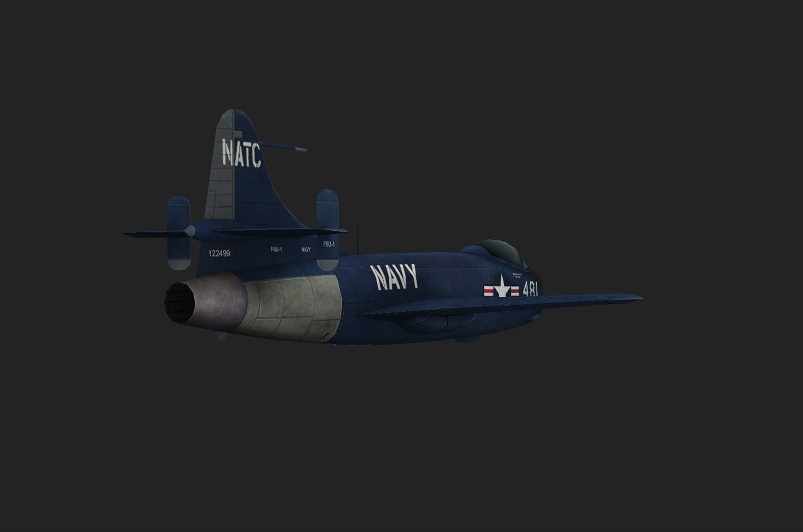 Vought F6U Pirate jet fighter Hand painted game model Low-poly 3D model_10