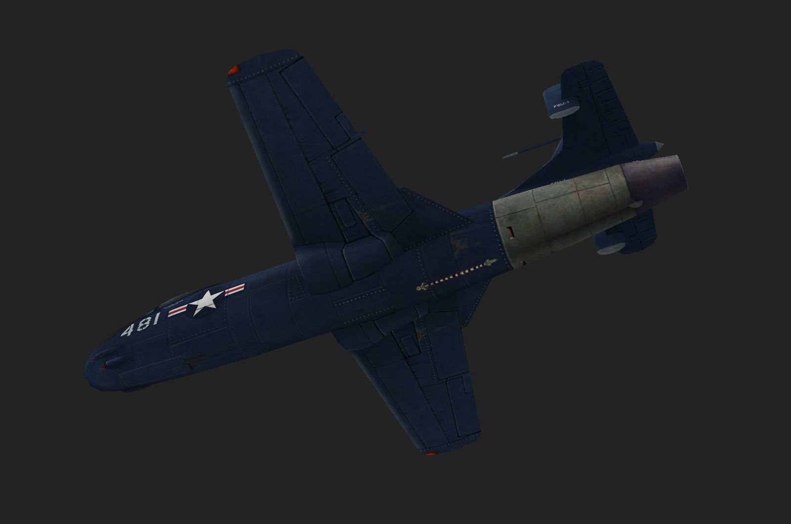 Vought F6U Pirate jet fighter Hand painted game model Low-poly 3D model_15