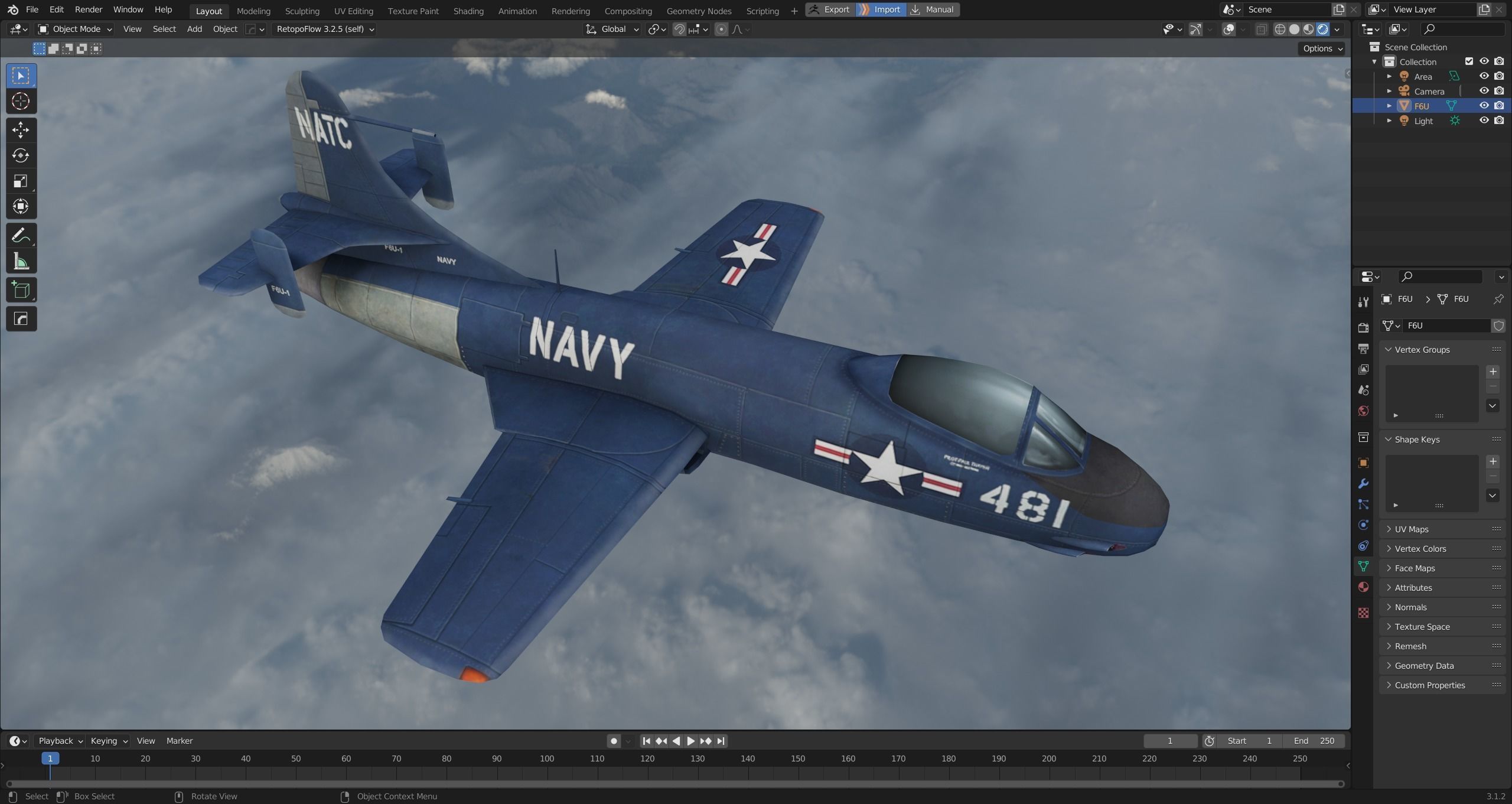 Vought F6U Pirate jet fighter Hand painted game model Low-poly 3D model_2