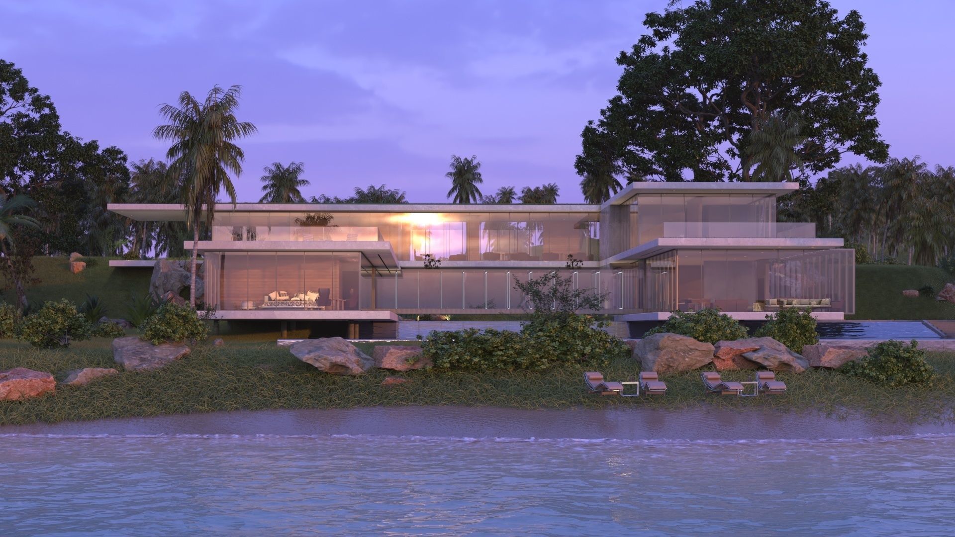 Modern beach house Revit and Vray 3ds max 3D model_1