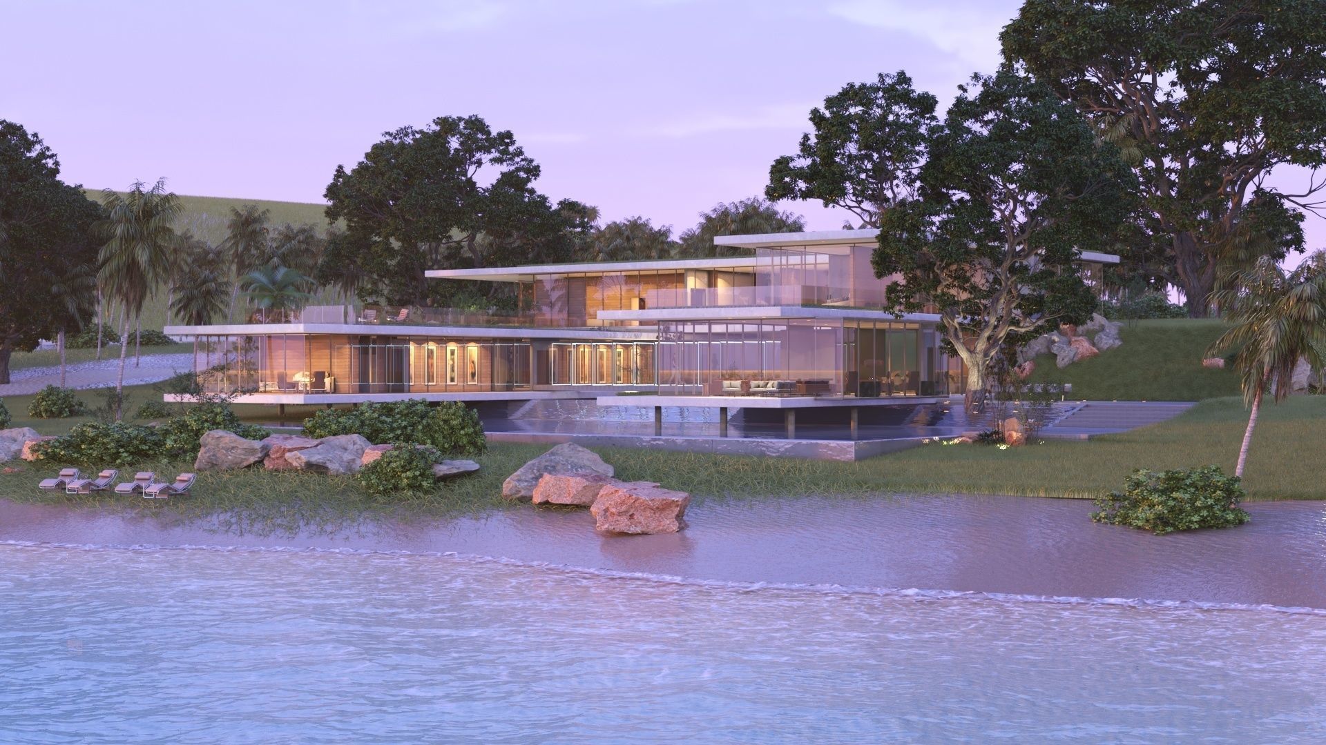 Modern beach house Revit and Vray 3ds max 3D model_7