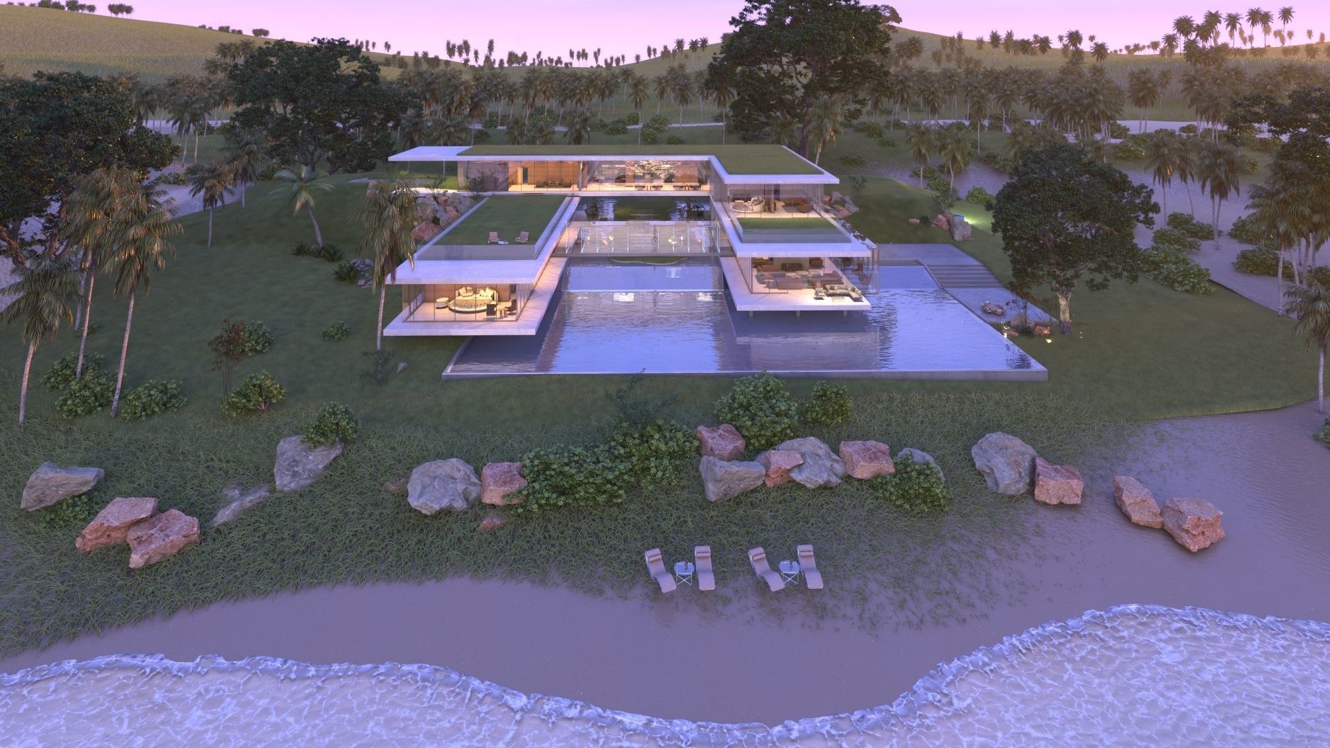 Modern beach house Revit and Vray 3ds max 3D model_4