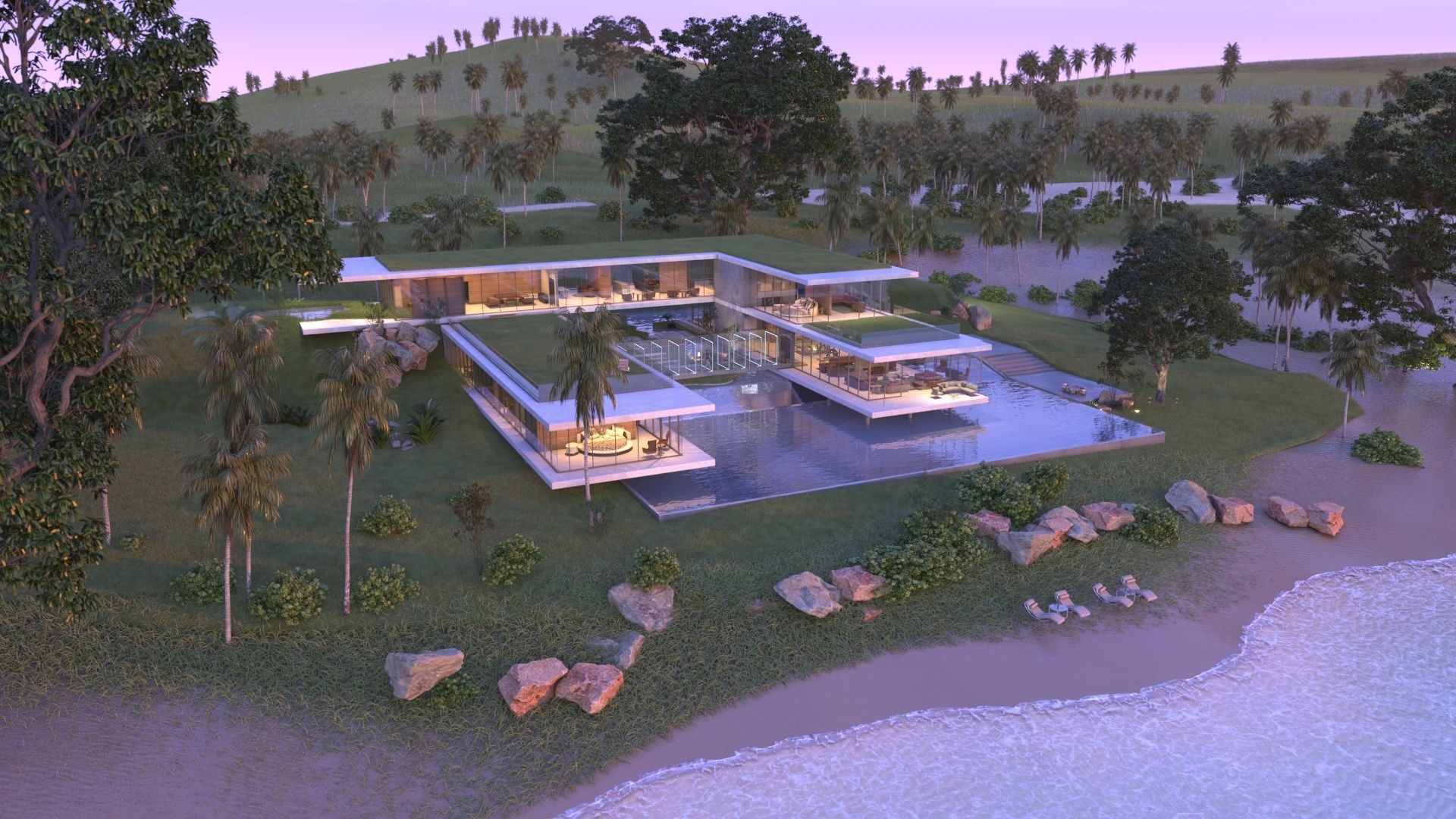 Modern beach house Revit and Vray 3ds max 3D model_12