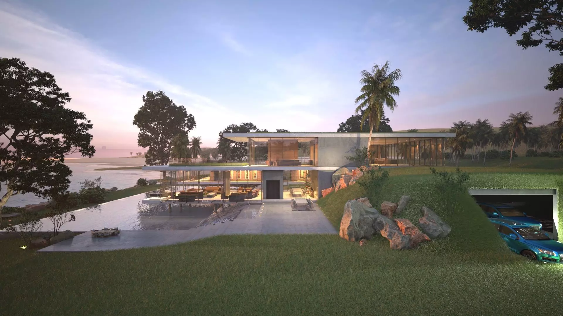 Modern beach house Revit and Vray 3ds max 3D model_0