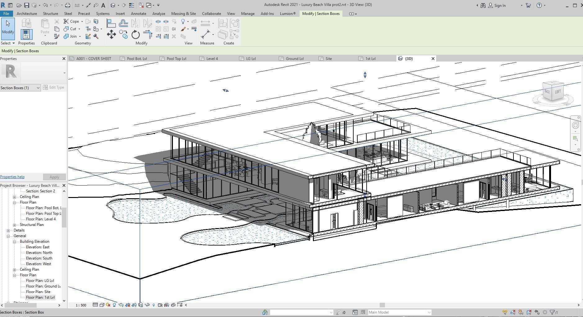 Modern beach house Revit and Vray 3ds max 3D model_10