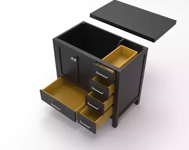 Black Wood Cabinet 3d Model AR VR