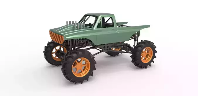 Mud truck 2 Scale 1 to 25 3D print model
