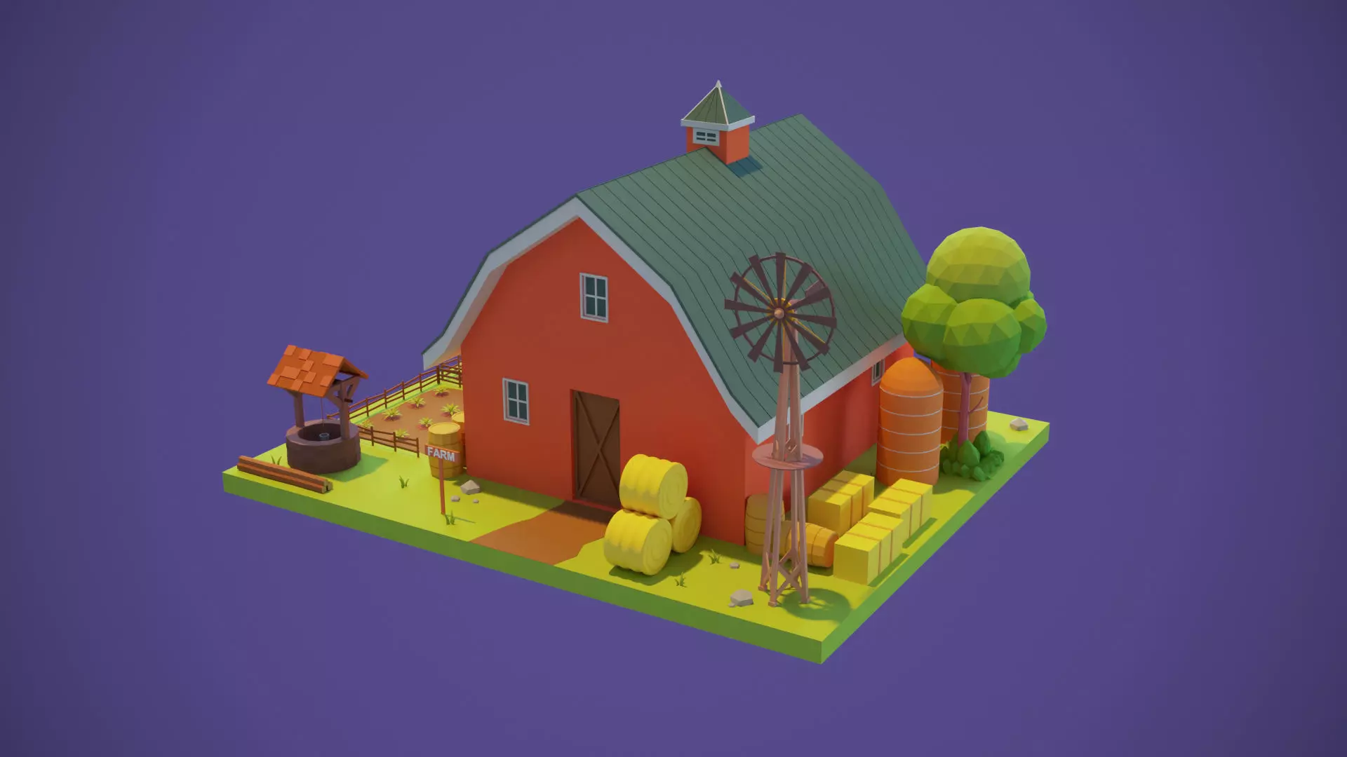 Barn House 3d Model Low-poly 3D model_0
