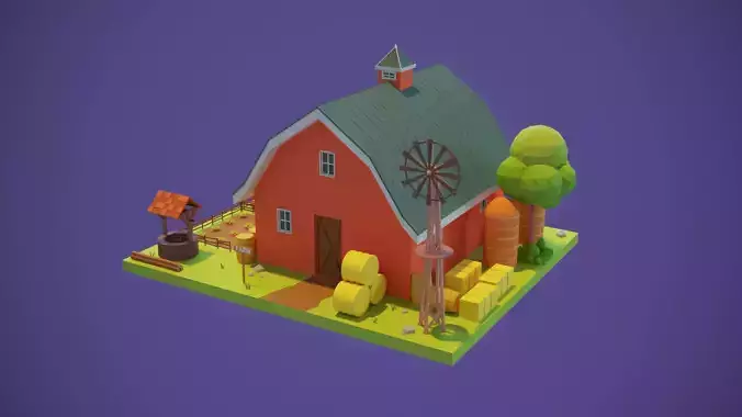Barn House 3d Model Low-poly 3D model