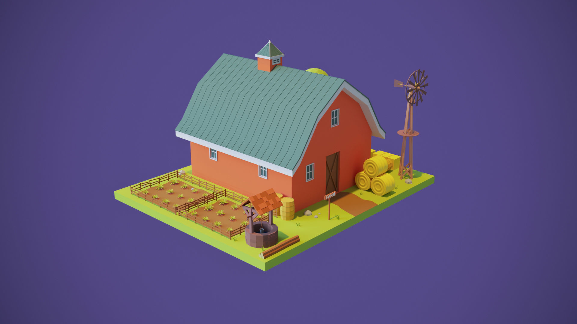 Barn House 3d Model Low-poly 3D model_2