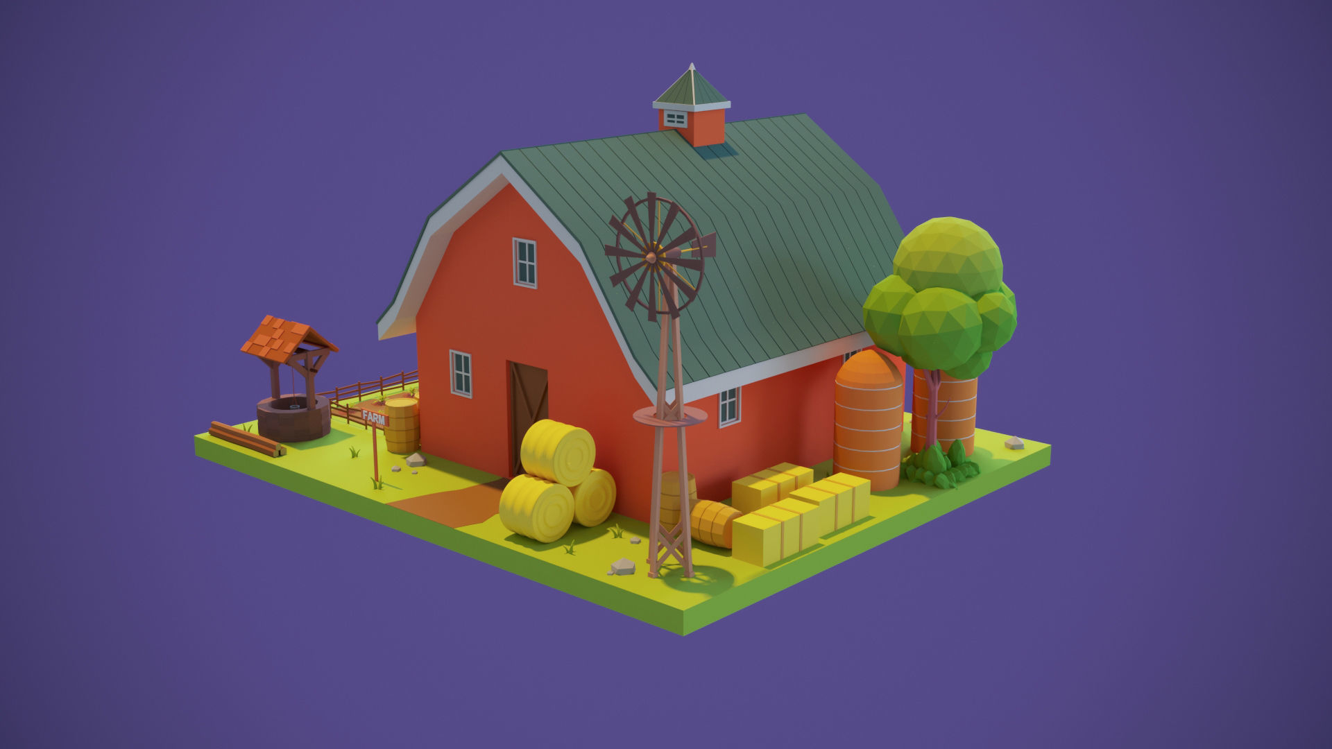 Barn House 3d Model Low-poly 3D model_1
