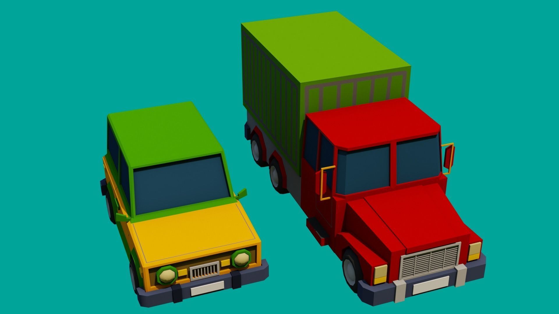 Transport two toy airplanes Low-poly 3D model_3