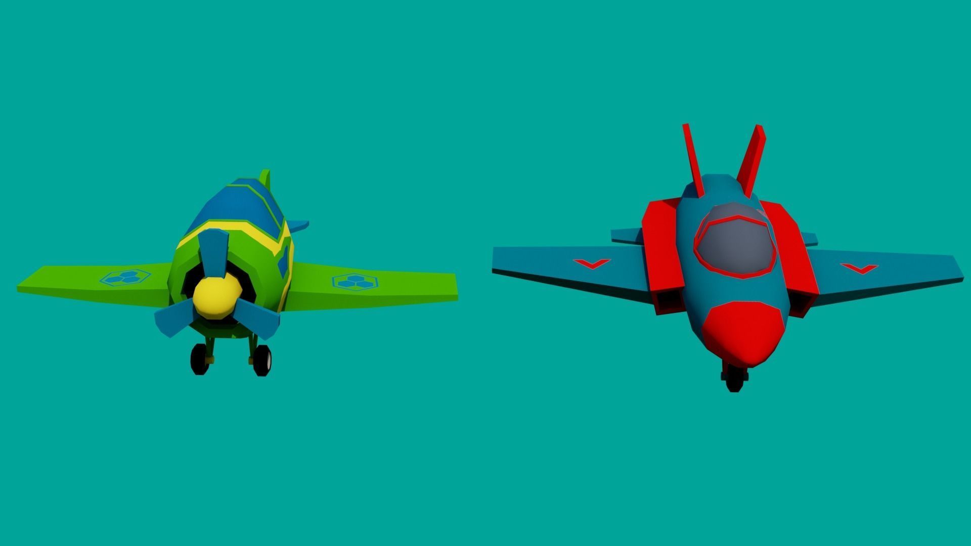 Transport two toy airplanes Low-poly 3D model_2