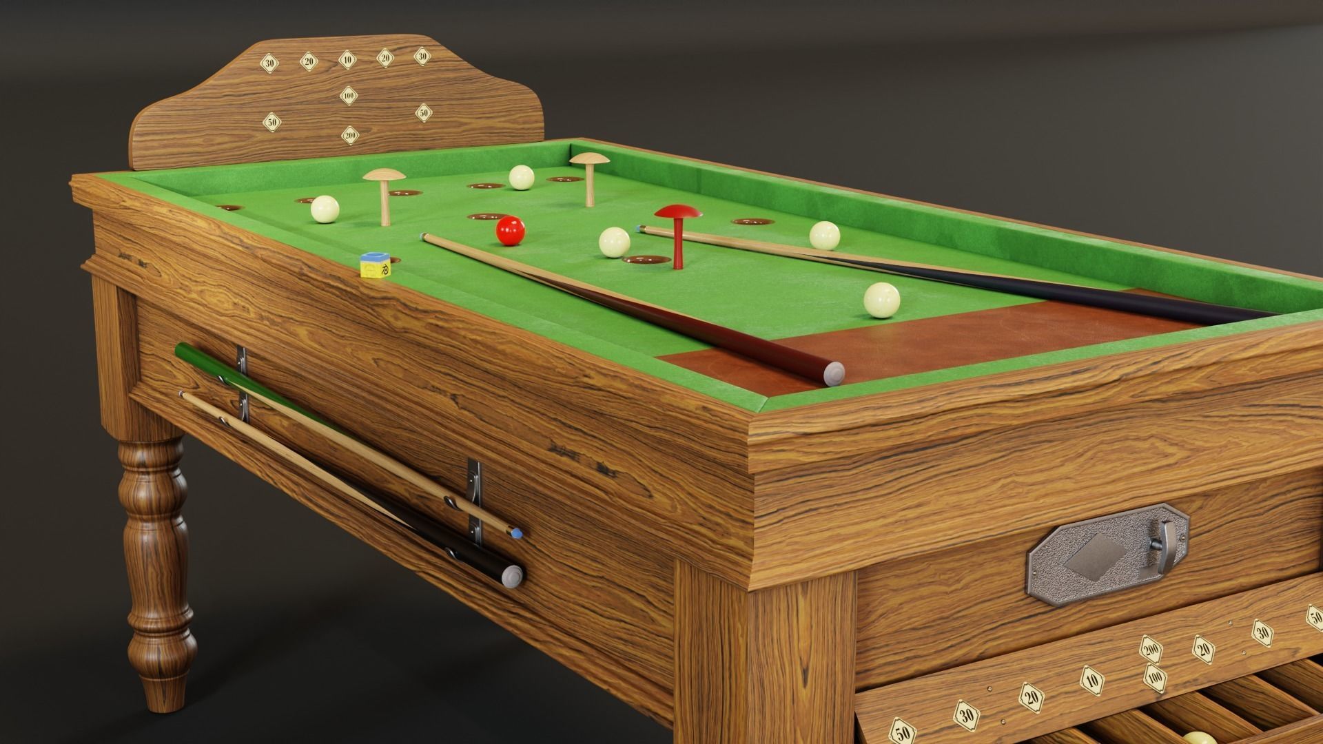 1930s Jelkes Bar Billiards Table 3D model CGTrader