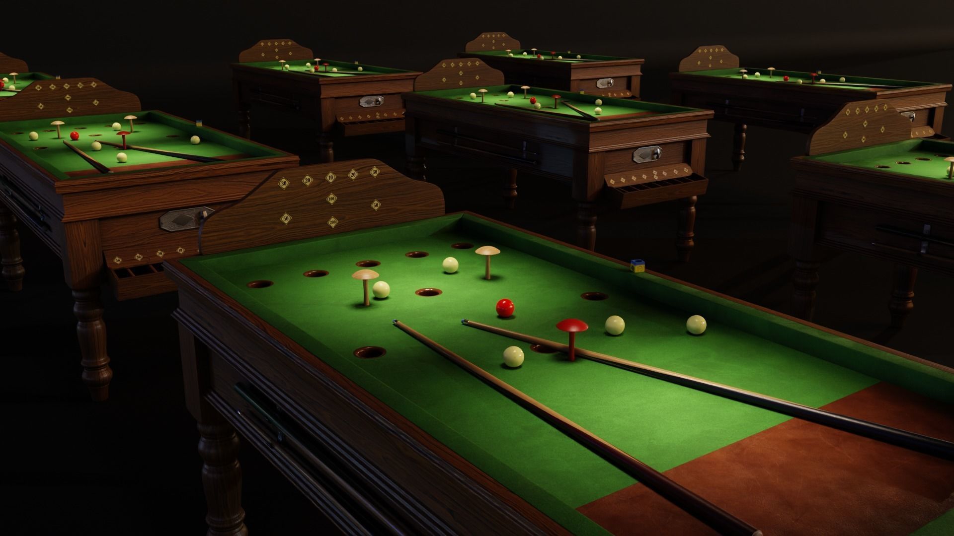 1930s Jelkes Bar Billiards Table 3D model CGTrader