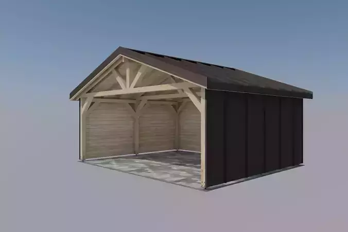 sheet metal carport with walls and window