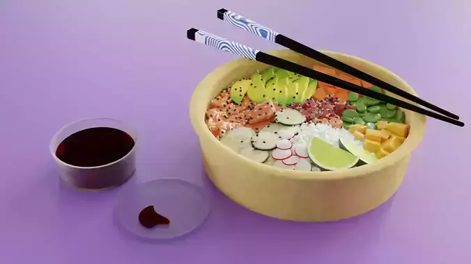 Pokebowl bowl of sushi and chopsticks