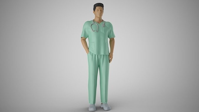 Paramedic 2 doctor in scrubs 3D print model