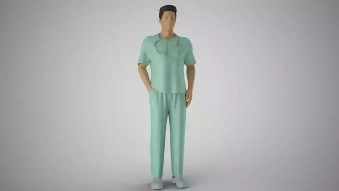 Paramedic 2 doctor in scrubs 3D print model
