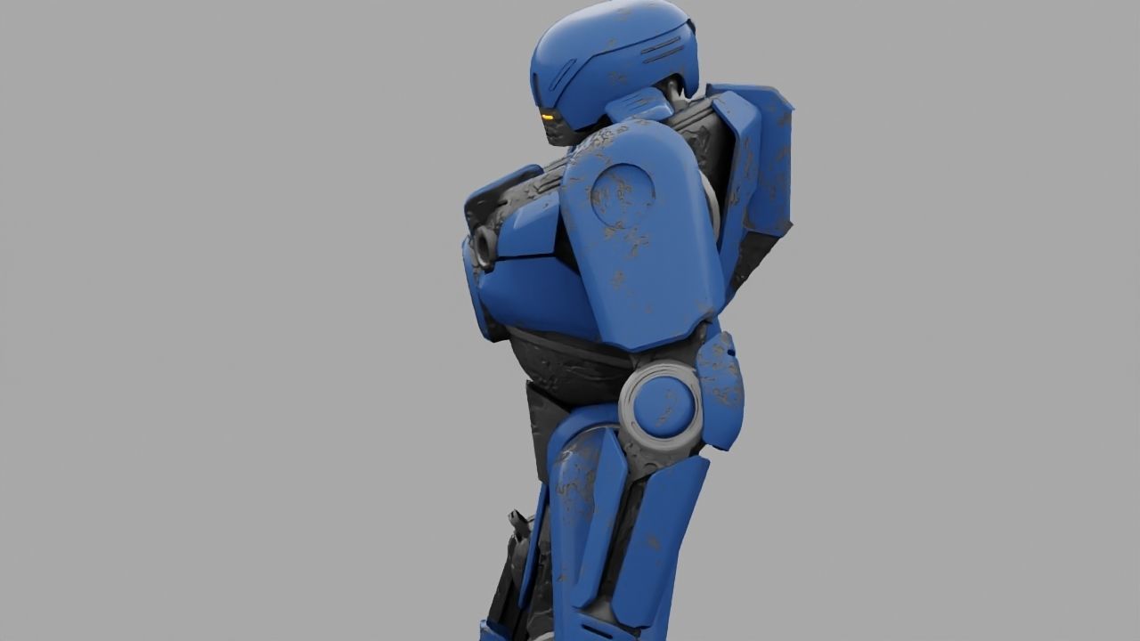 Cyborg cop rigged 3D model_14
