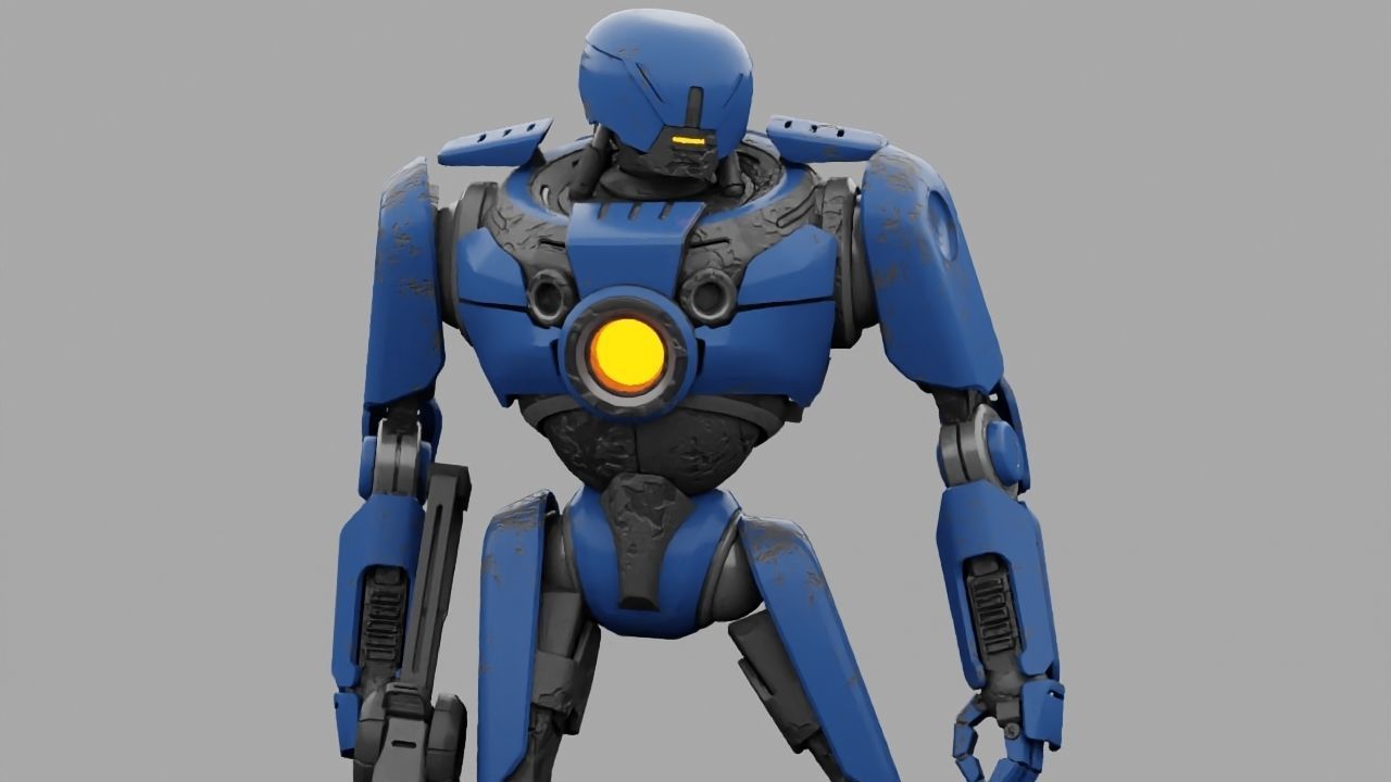 Cyborg cop rigged 3D model_17