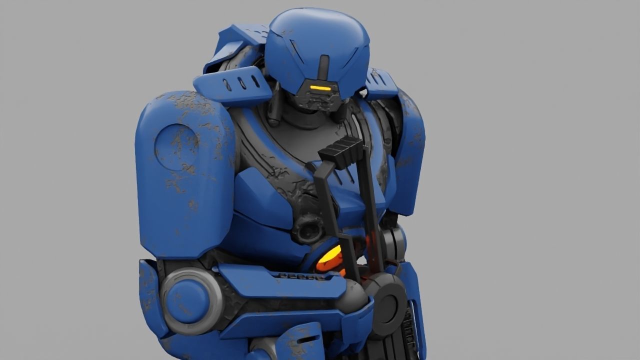 Cyborg cop rigged 3D model_27