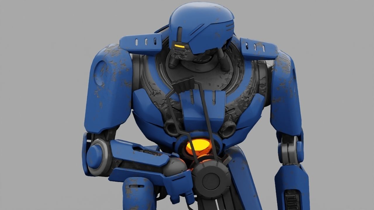 Cyborg cop rigged 3D model_26