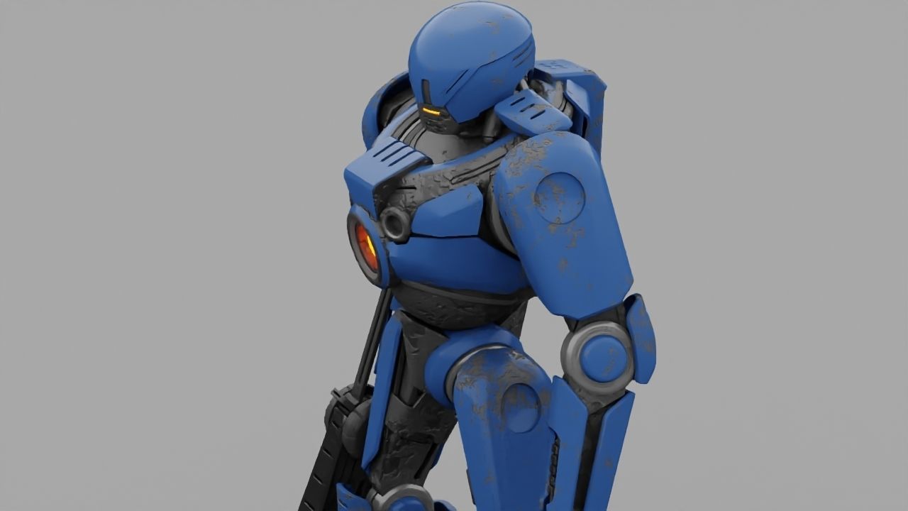 Cyborg cop rigged 3D model_24