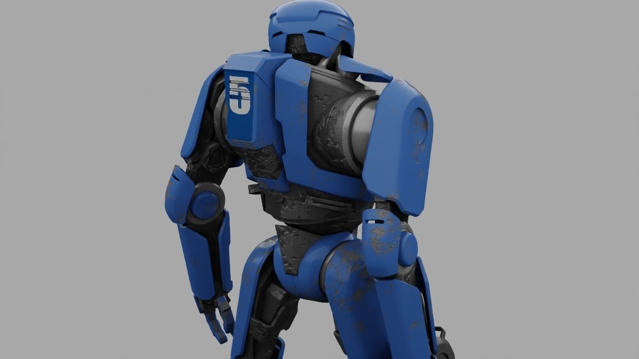 Cyborg cop rigged 3D model_9