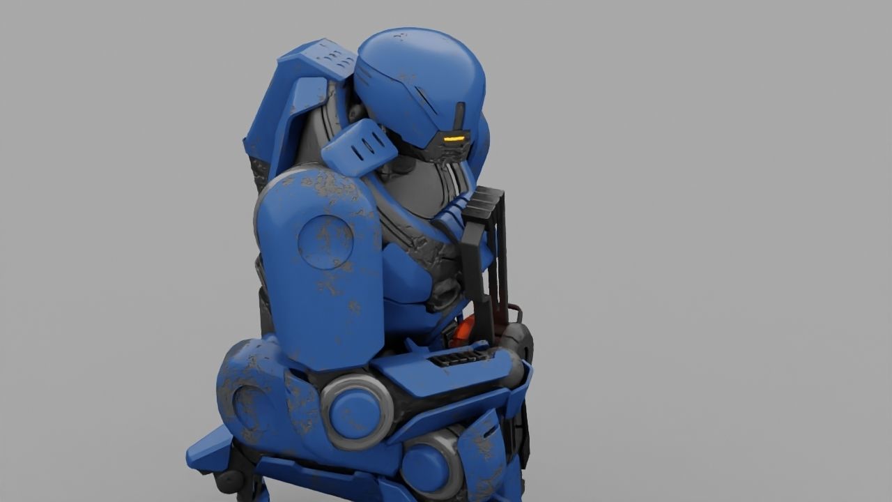 Cyborg cop rigged 3D model_28