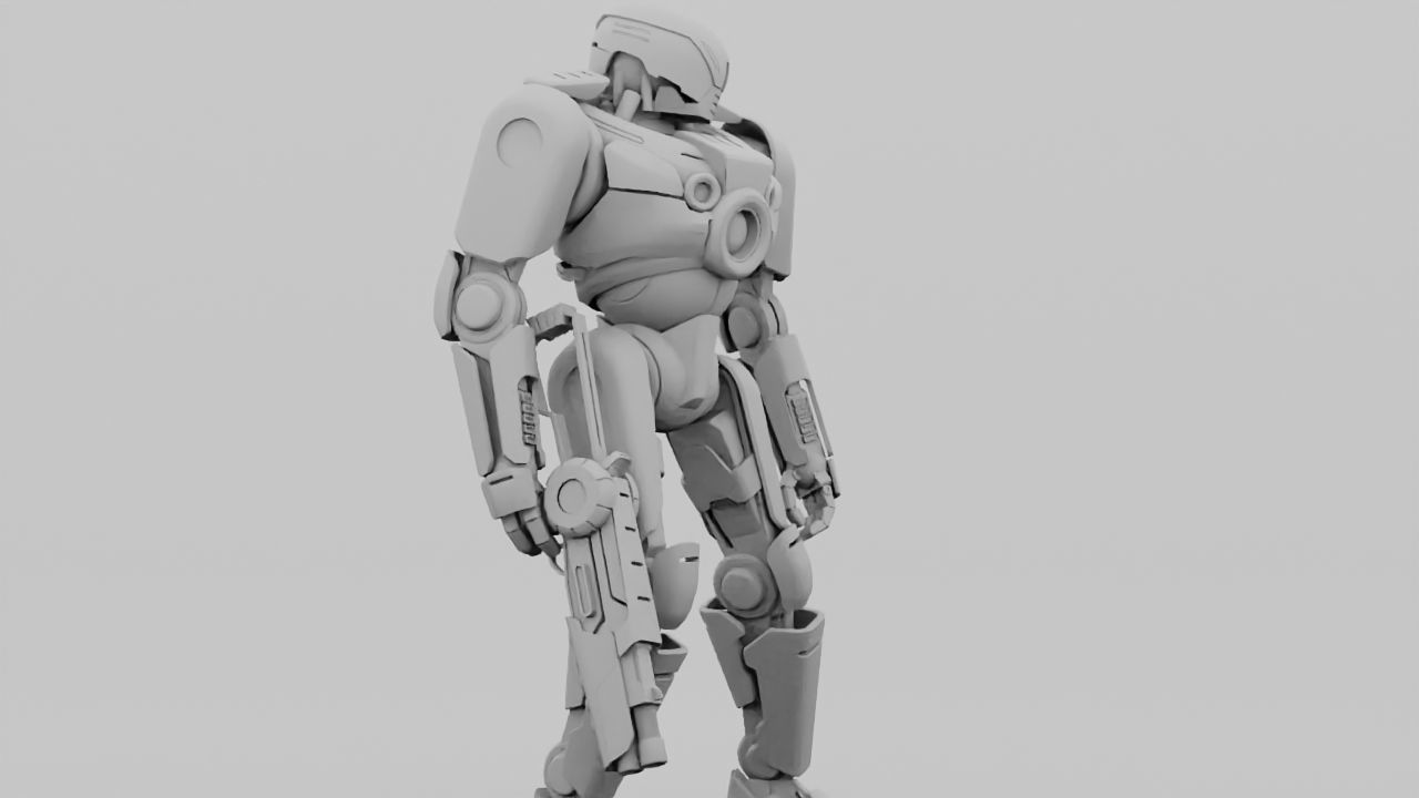 Cyborg cop rigged 3D model_38