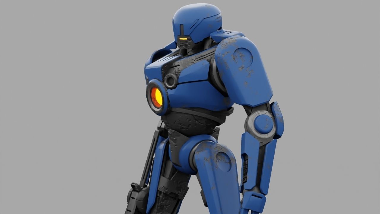 Cyborg cop rigged 3D model_15