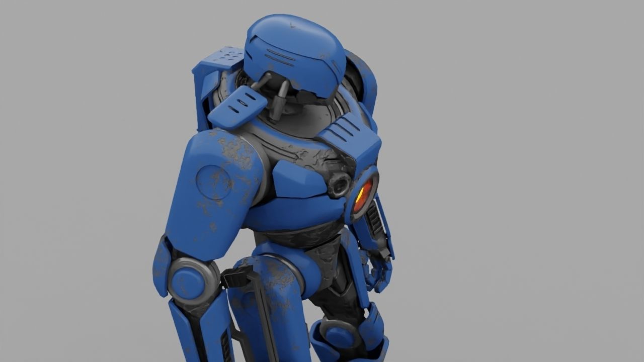 Cyborg cop rigged 3D model_19