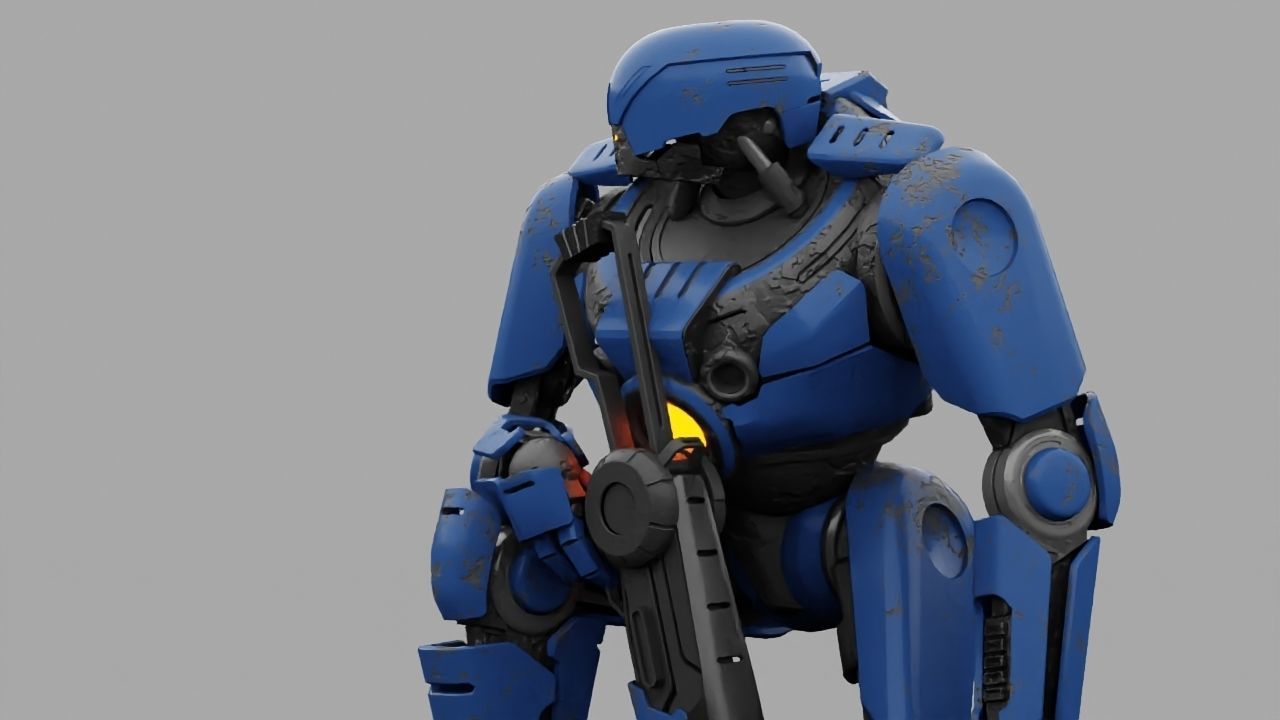 Cyborg cop rigged 3D model_29