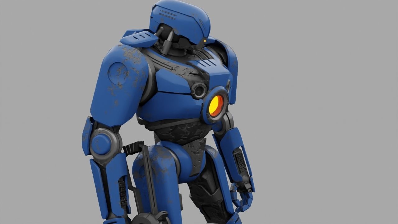 Cyborg cop rigged 3D model_6