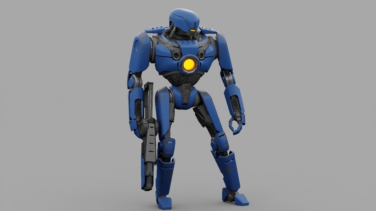 Cyborg cop rigged 3D model_4