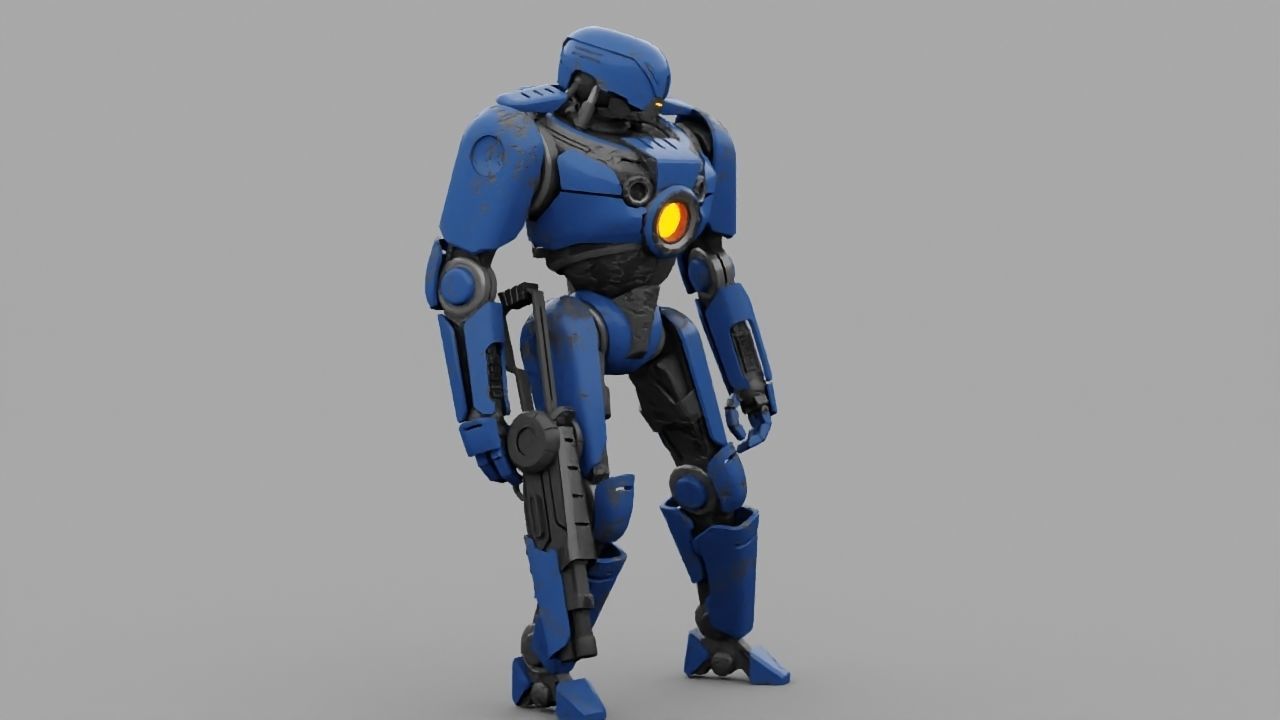 Cyborg cop rigged 3D model_5